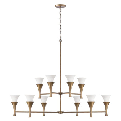 10-Light Two-Tier Chandelier in Mystic Luster with Soft White Glass