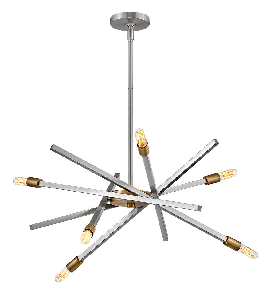 Medium Adjustable Single Tier Chandelier - Nickel