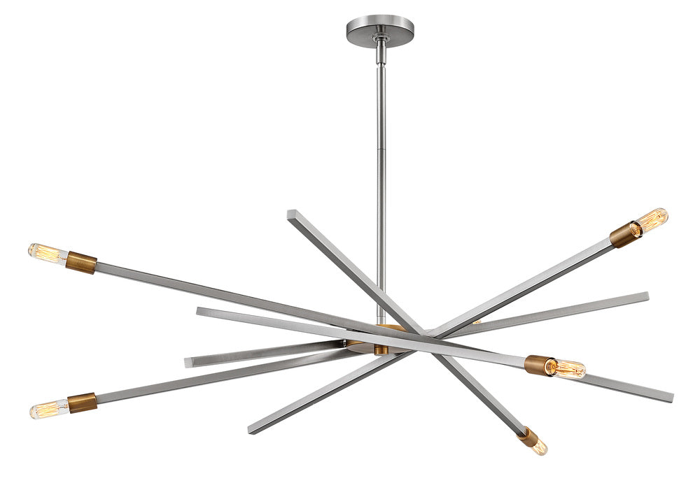 Large Adjustable Single Tier Chandelier - Nickel