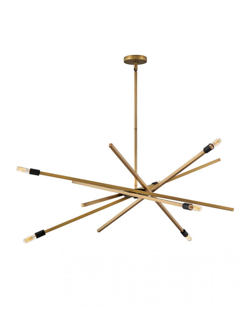 Large Adjustable Single Tier Chandelier - Brass