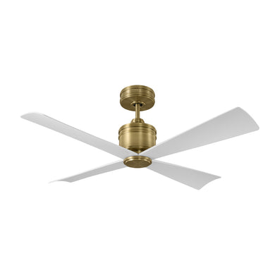 Launceton 44 Ceiling Fan in Hand-Rubbed Antique Brass with Matte White Blades