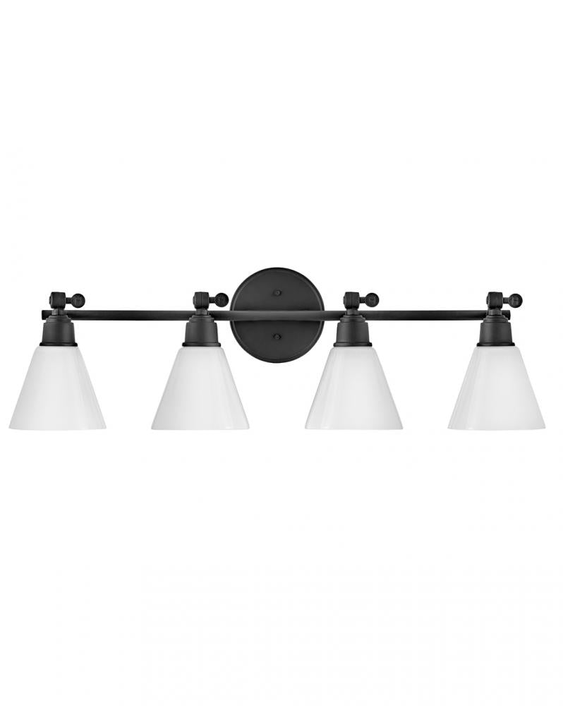 Large Adjustable Four Light Vanity - Black