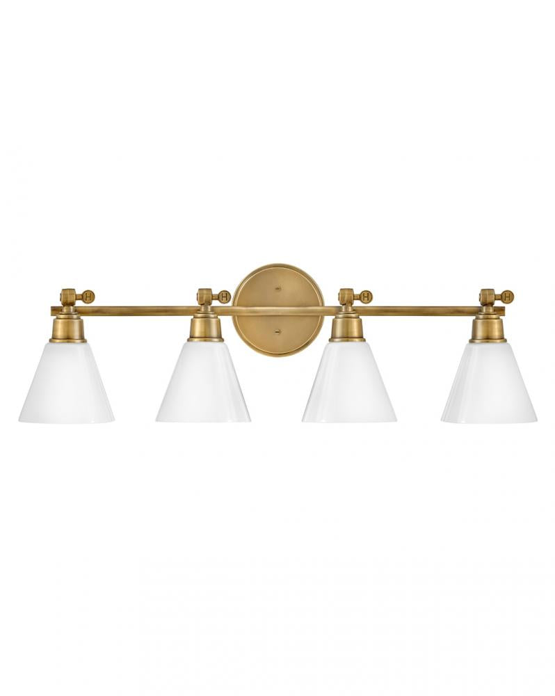 Large Adjustable Four Light Vanity - Brass