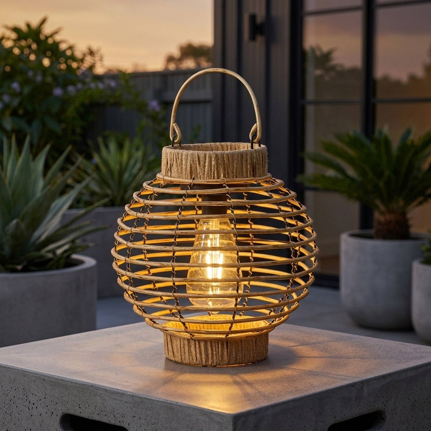Lunaria Terra Rattan Solar Garden Lantern