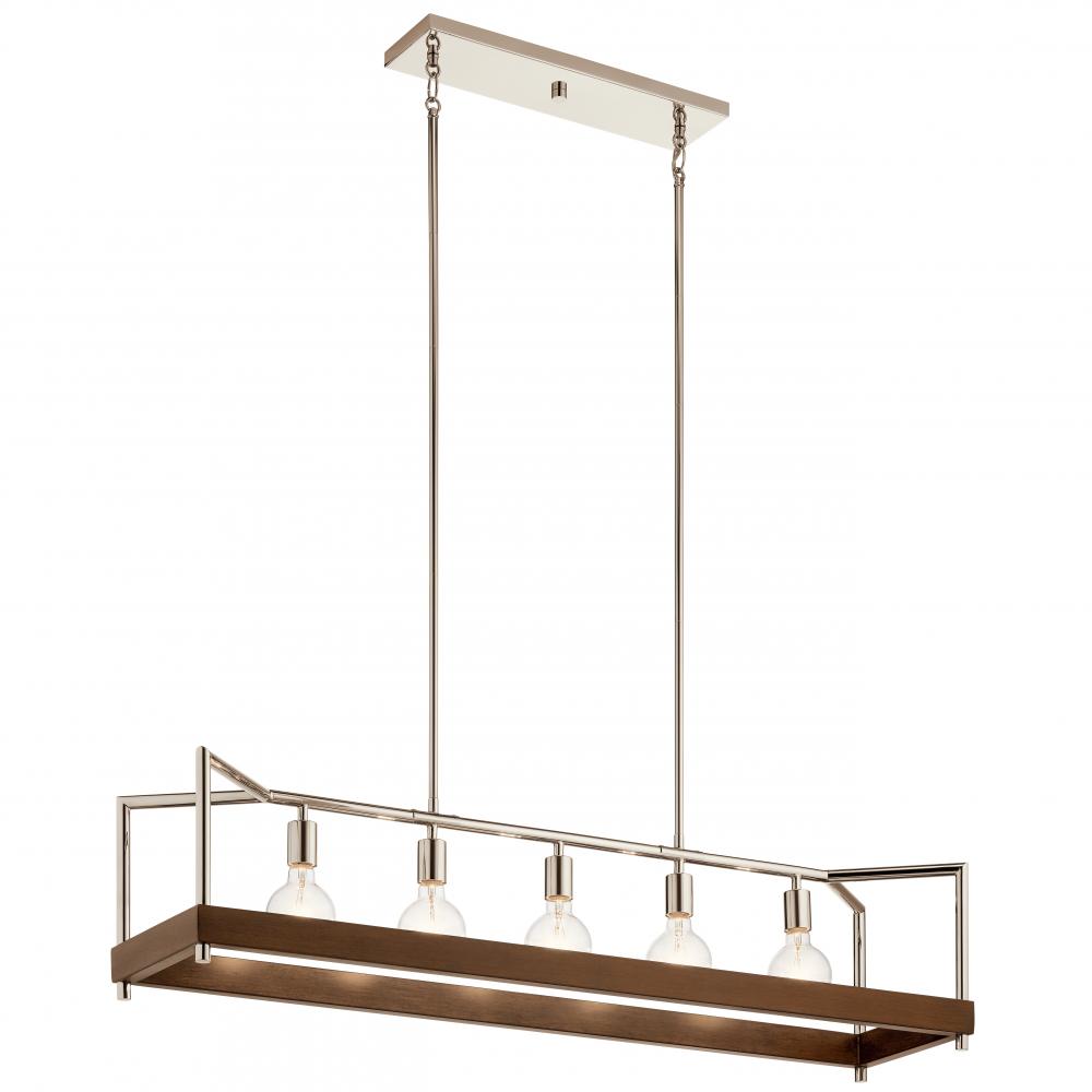 Tanis??5 Light Linear Chandelier Auburn Stained