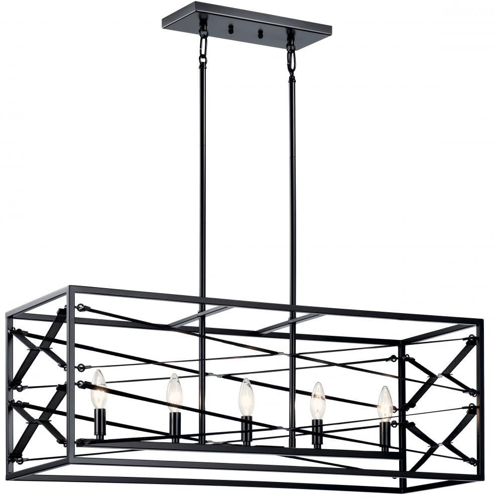 Sevan?????5 Light Linear Chandelier Black