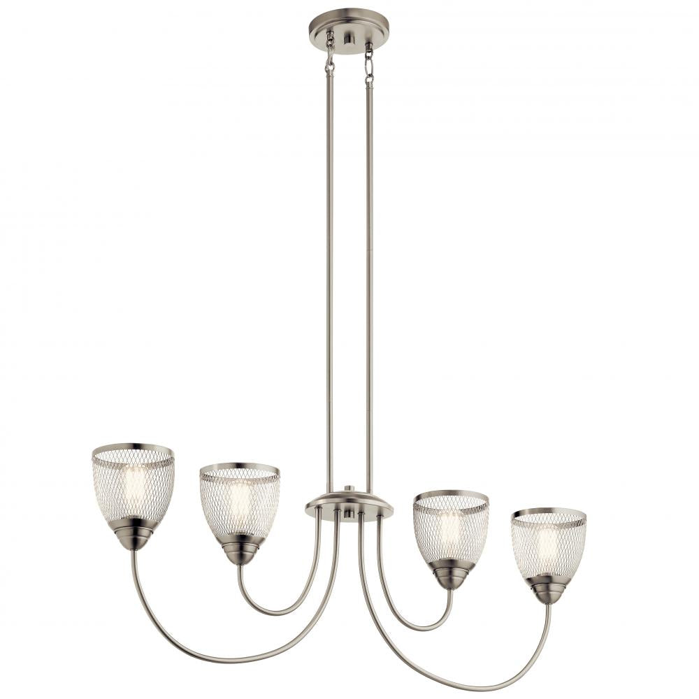 Voclain?????4 Light Linear Chandelier Brushed Nickel