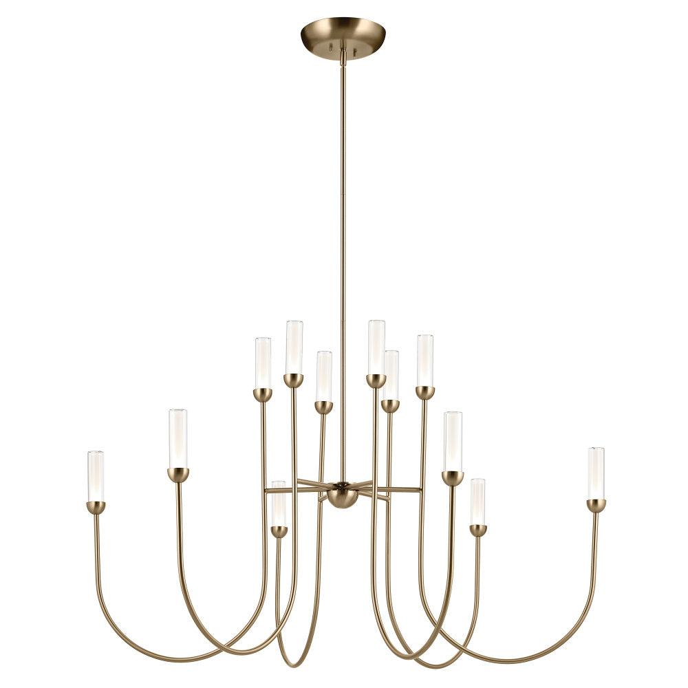 Moraine 50 Inch LED 12 Light 2-Tier Chandelier in Champagne Bronze