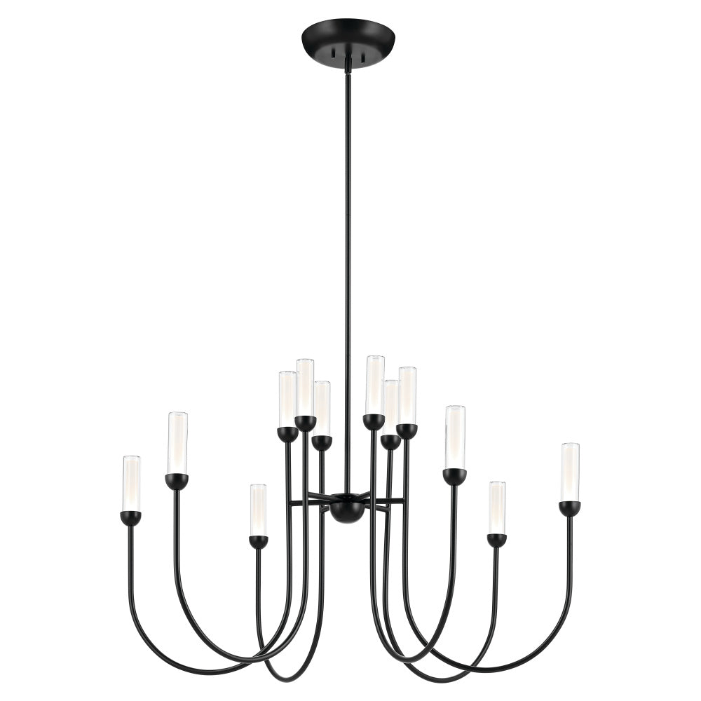 Moraine 40 Inch LED 12 Light 2-Tier Chandelier in Black