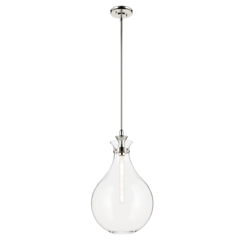Laria 14 Inch 1 Light Pendant with Clear Glass in Polished Nickel