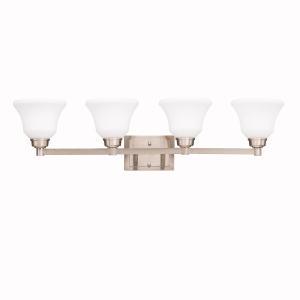 Langford 35" 4 Light Vanity Light with Satin Etched White Glass in Olde Bronze???