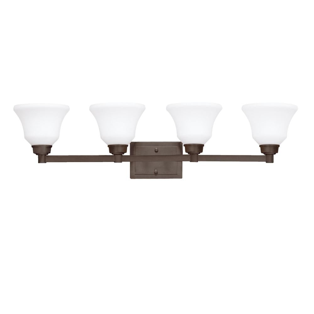 Langford 35" 4 Light LED Vanity Light with Satin Etched White Glass in Olde Bronze???