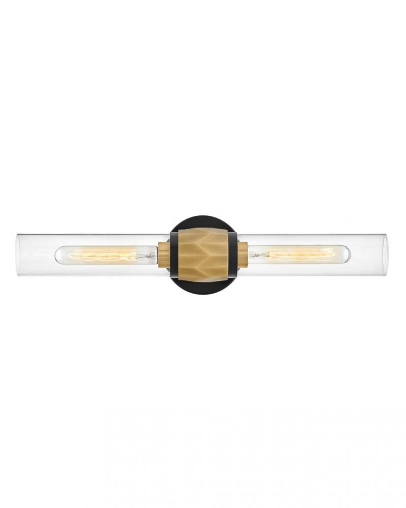 Large Two Light Vanity - Black|Brass