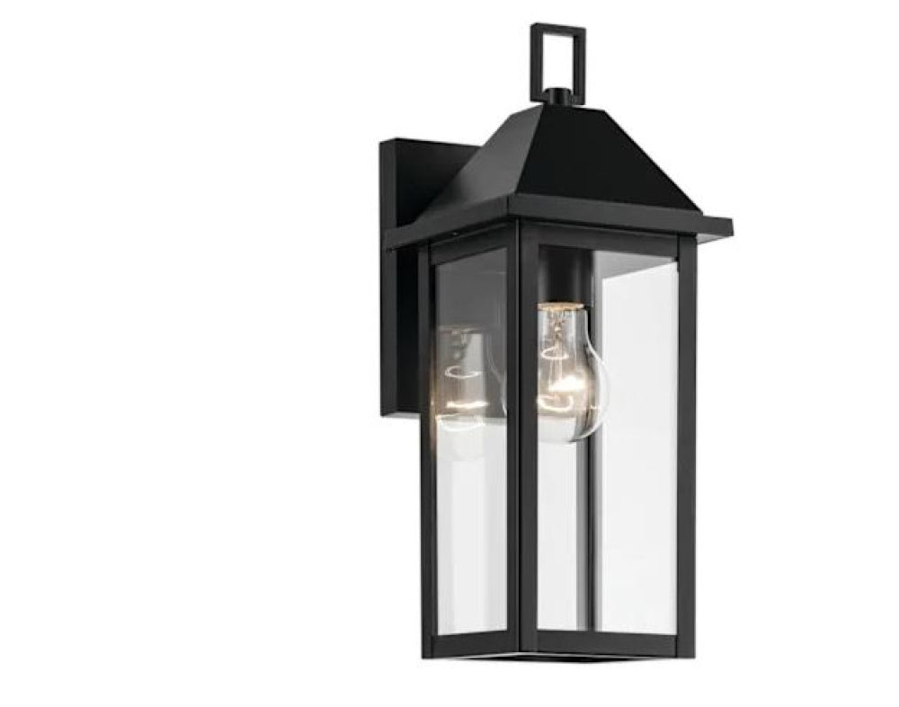 Prin 14 Inch 1 Light Outdoor Wall Light with Clear Glass in Black