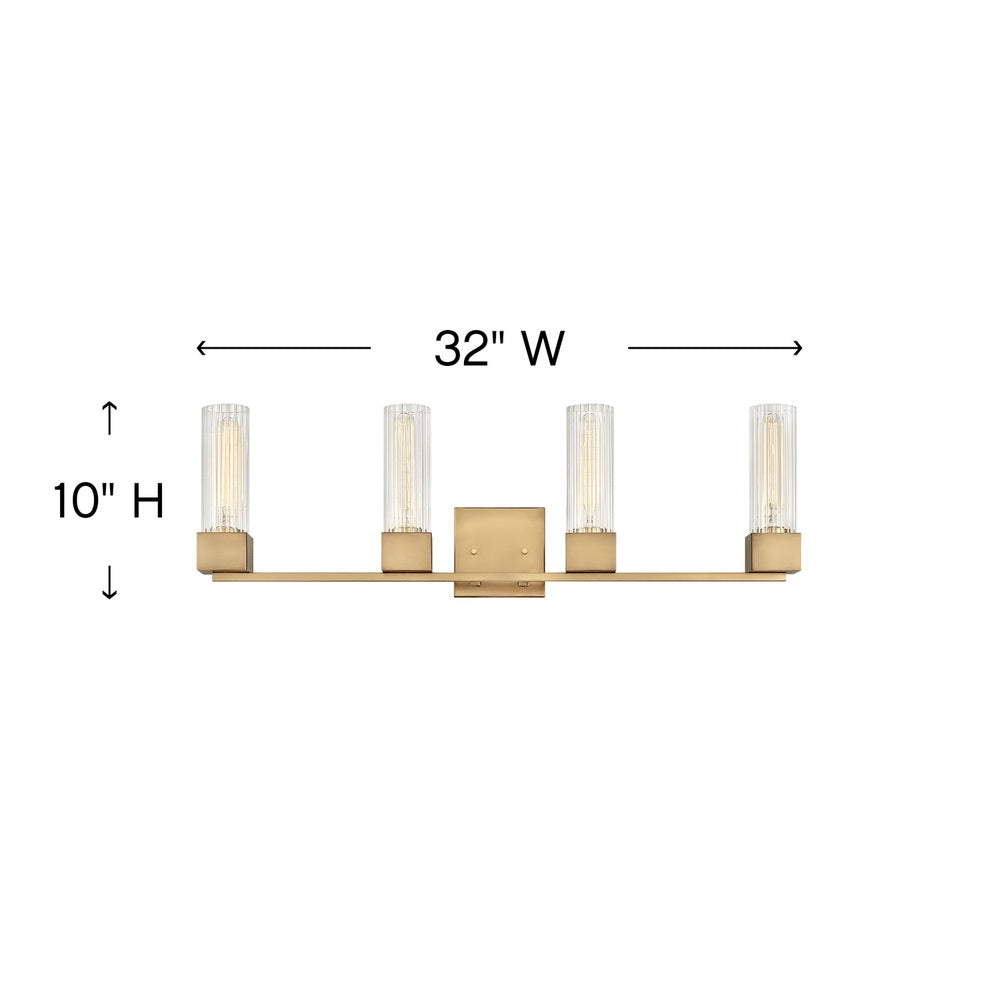 Large Four Light Vanity - Brass