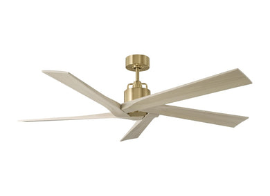 Aspen 56 Ceiling Fan in Burnished Brass with Washed White Oak Blades