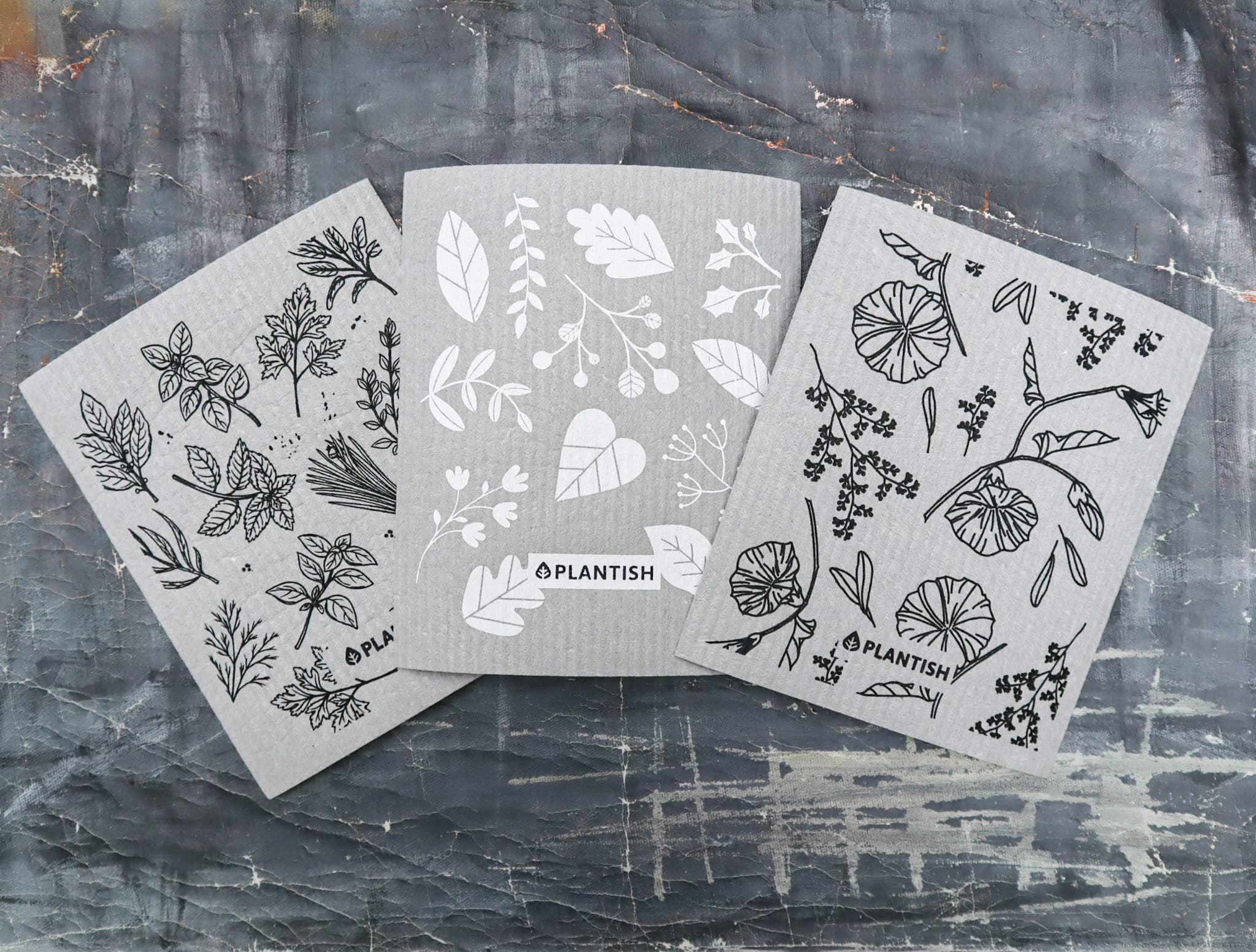 Healing Herbs - Set of 3 Swedish Sponge Cloths