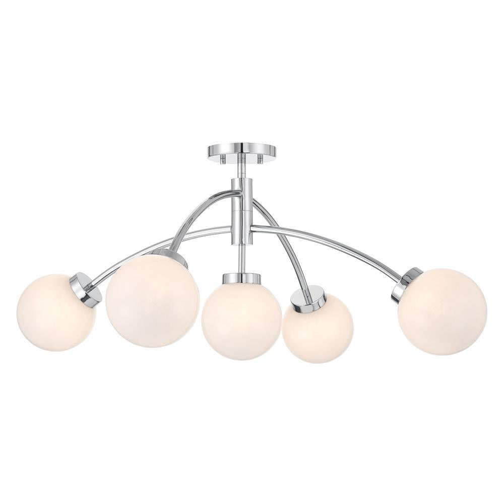 Redfield 5-Light Semi-Flush in Chrome