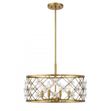 Bailey 4-Light Convertible Semi-Flush or Pendant in Warm Brass