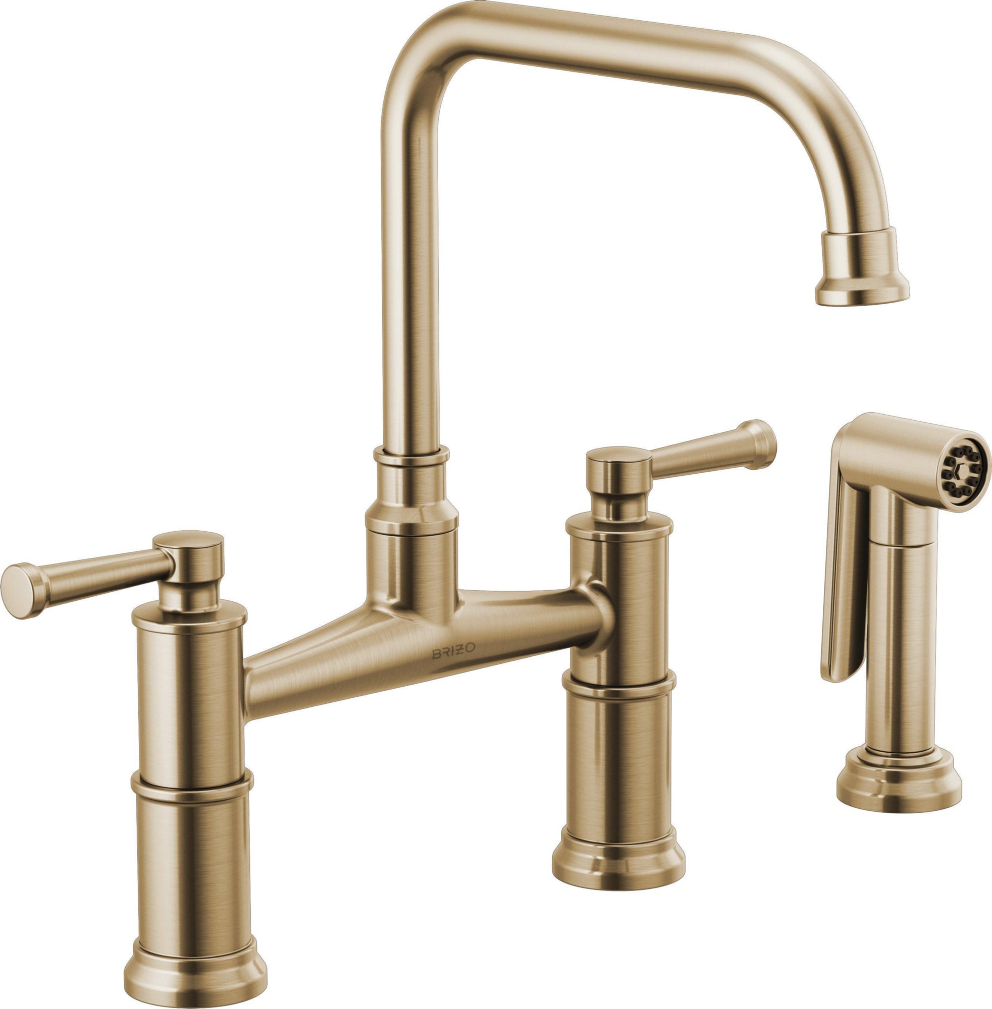 TWO HANDLE BRIDGE KITCHEN FAUCET WITH SPRAY