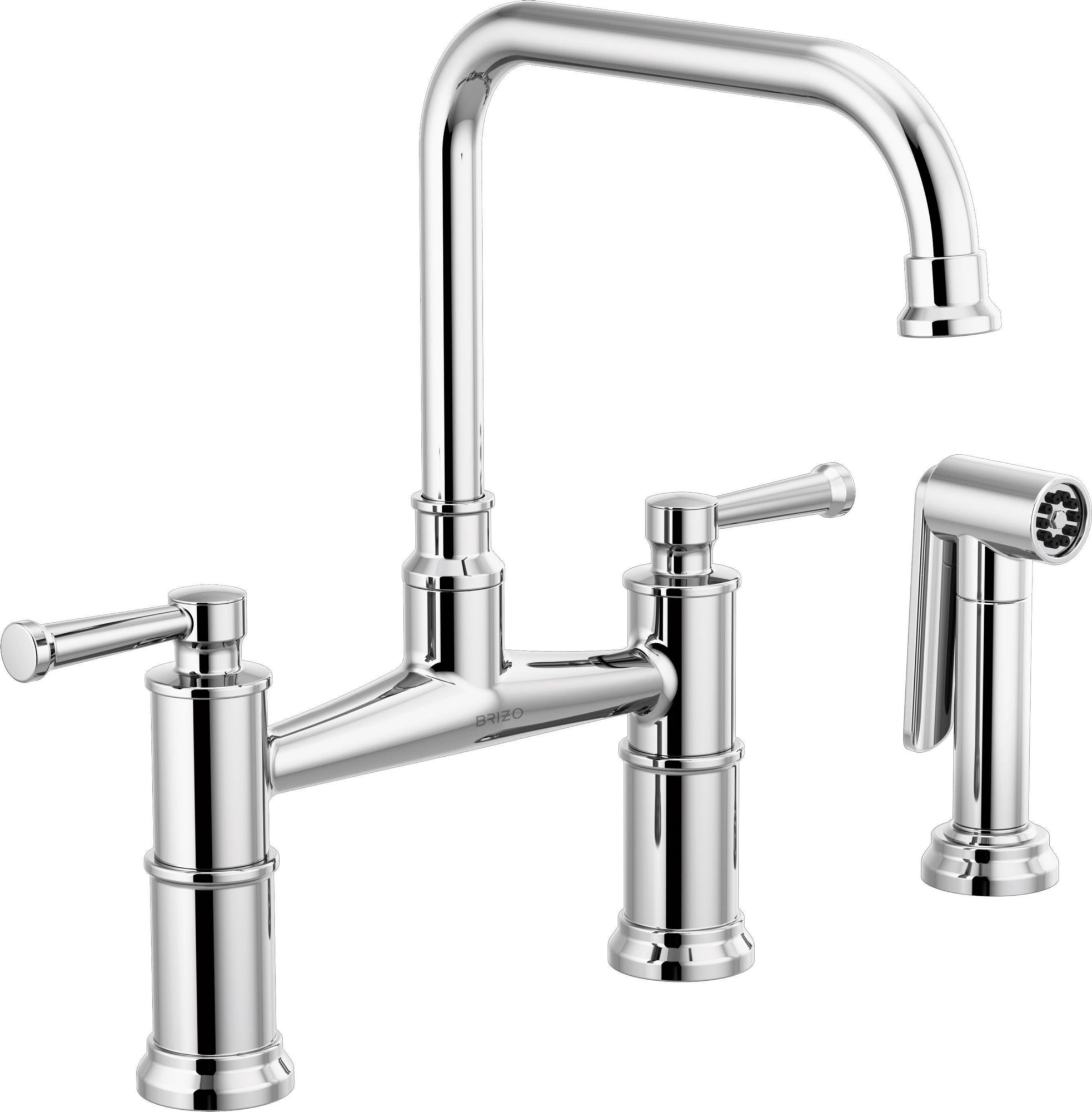 TWO HANDLE BRIDGE KITCHEN FAUCET WITH SPRAY