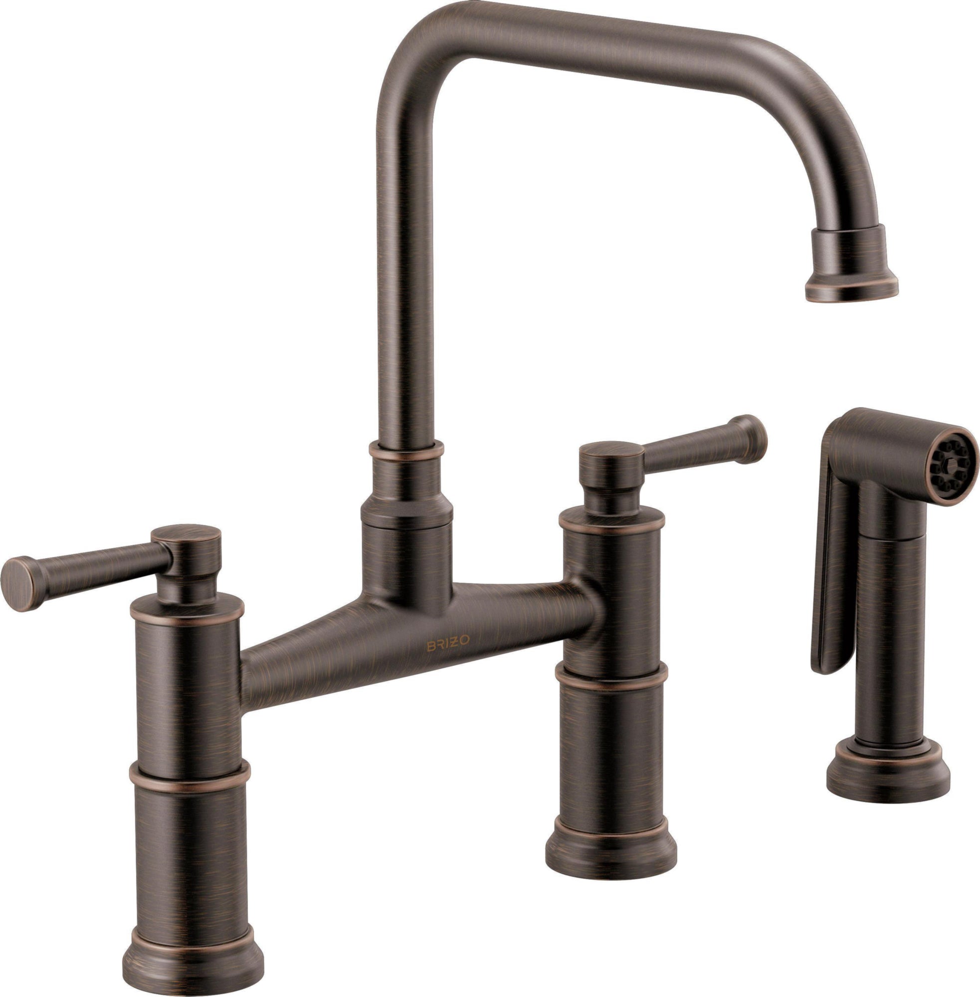 TWO HANDLE BRIDGE KITCHEN FAUCET WITH SPRAY