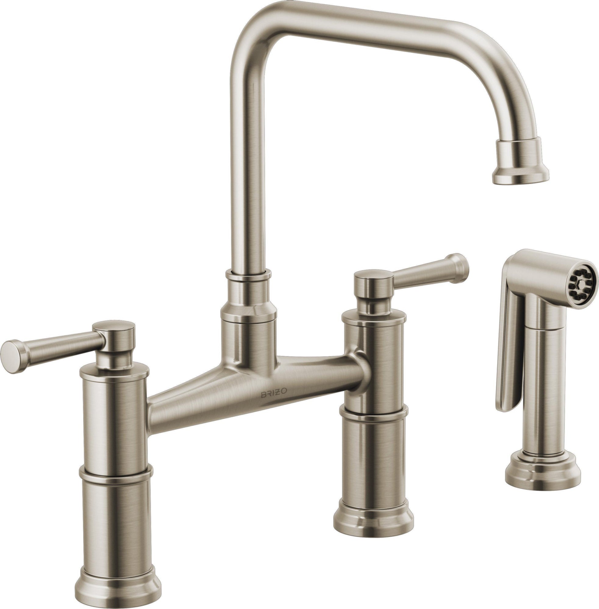 TWO HANDLE BRIDGE KITCHEN FAUCET WITH SPRAY