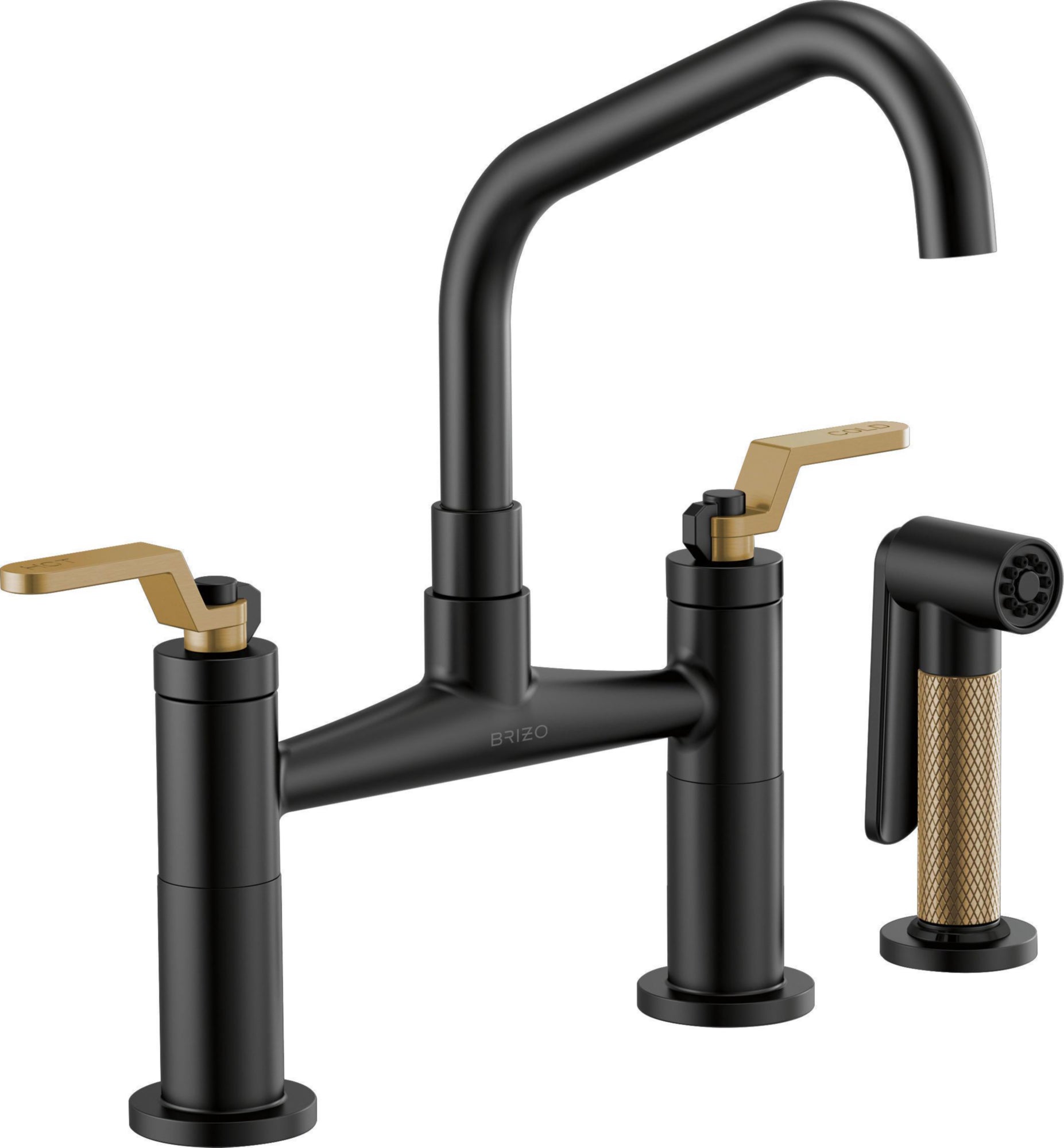 ANGLED SPOUT BRIDGE, INDUSTRIAL HANDLE                      