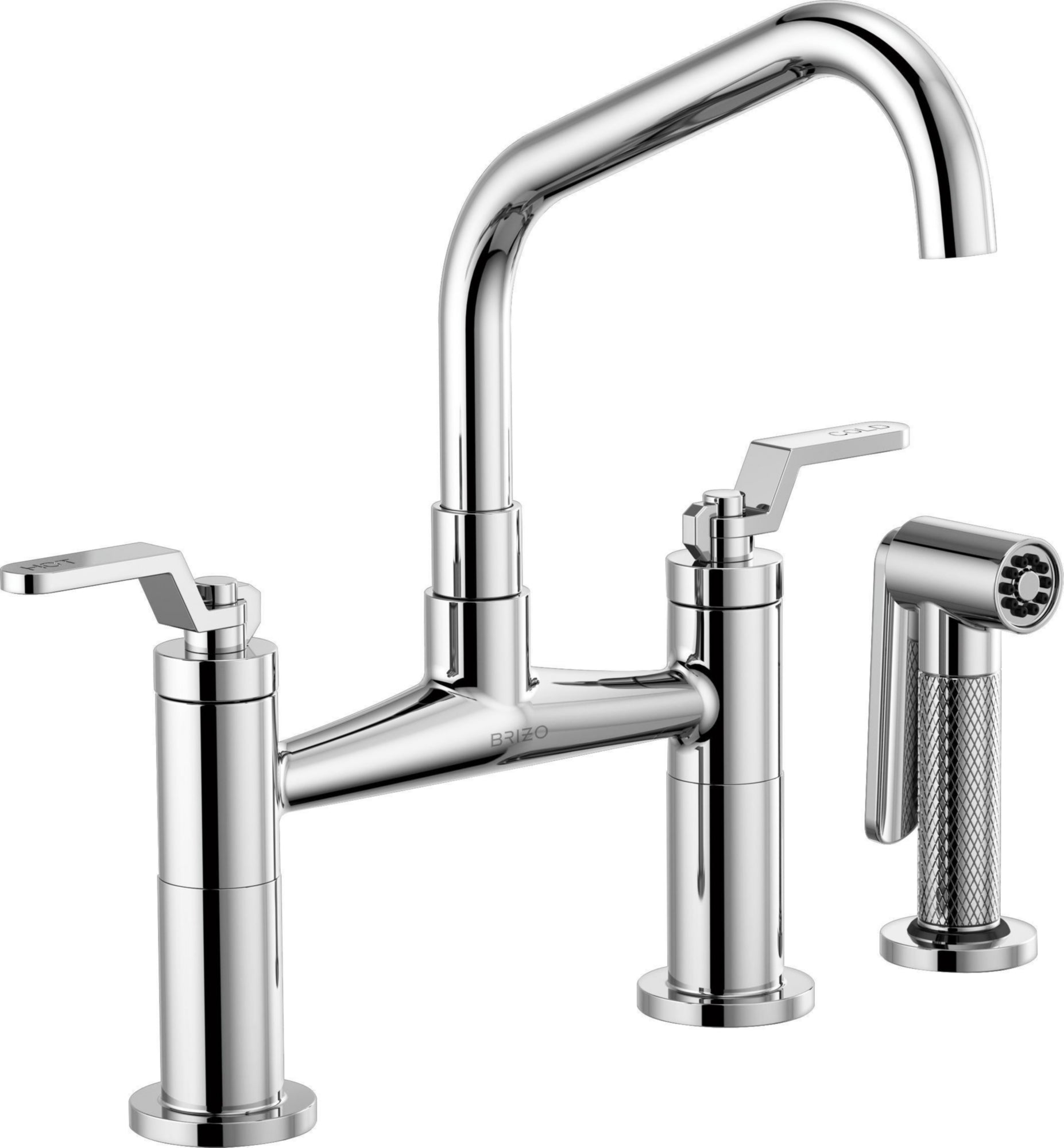 ANGLED SPOUT BRIDGE, INDUSTRIAL HANDLE                      