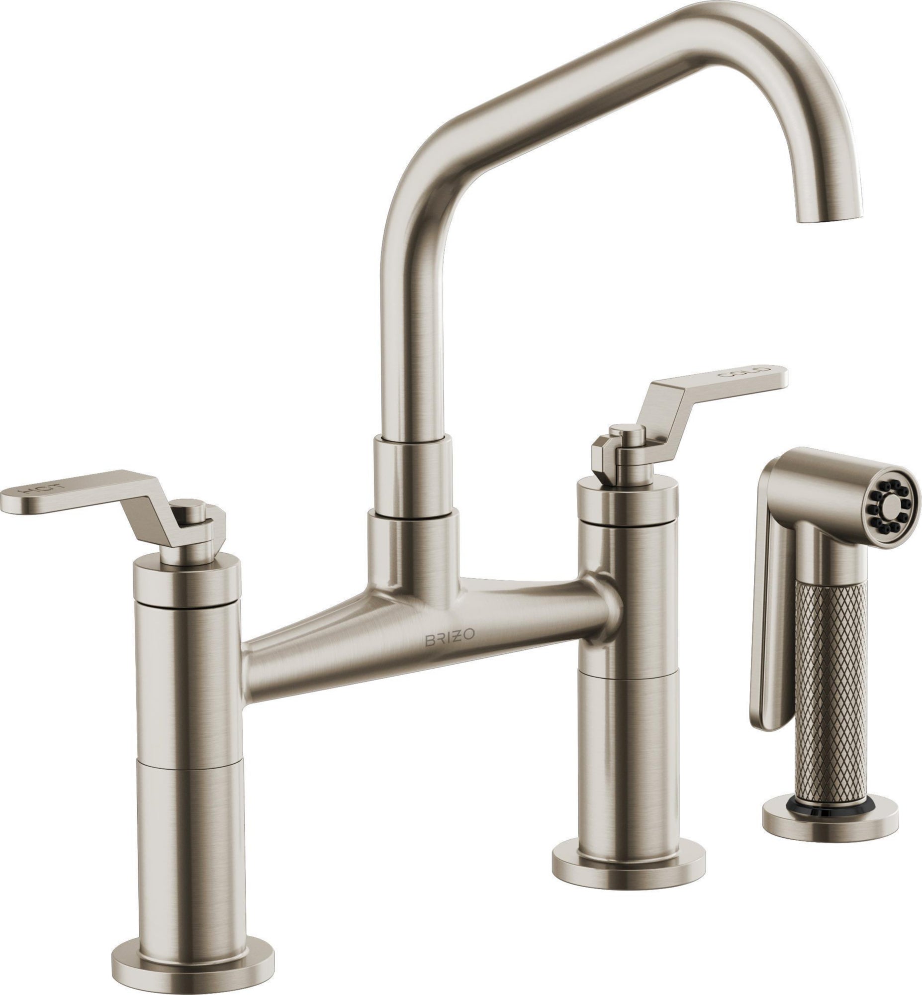 ANGLED SPOUT BRIDGE, INDUSTRIAL HANDLE                      