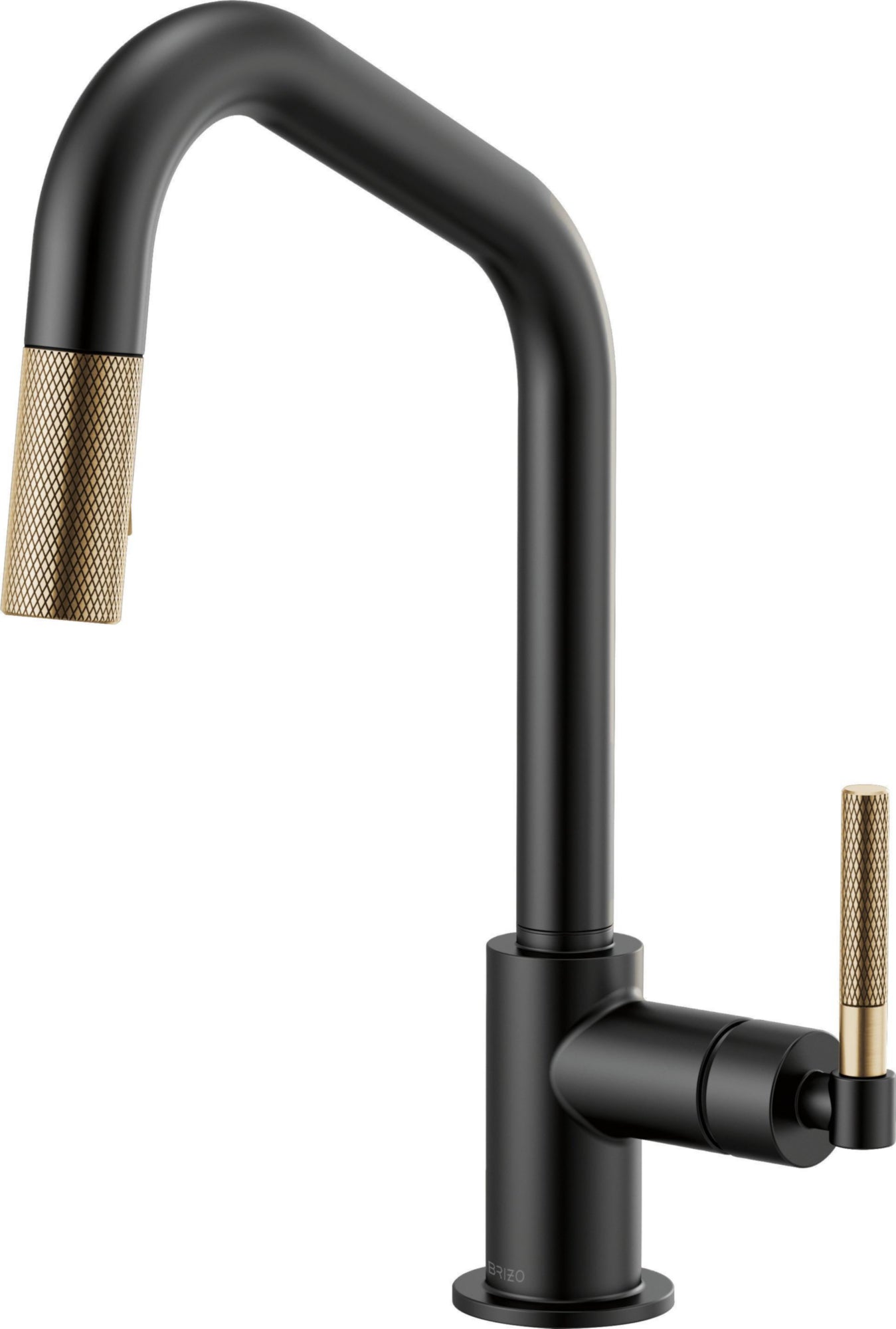 ANGLED SPOUT PULL-DOWN, KNURLED HANDLE                      