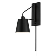 Load image into Gallery viewer, 1-Light Modern Metal Sconce in Matte Black with White Interior
