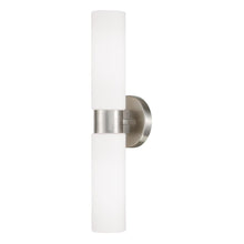 Load image into Gallery viewer, 2-Light Dual Linear Sconce Bath Bar in Brushed Nickel with Soft White Glass
