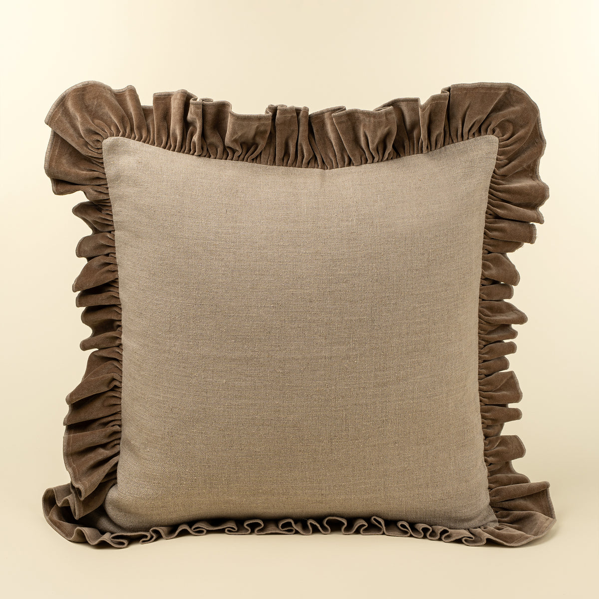 Velvet Ruffle Linen Pillow 24 x 24