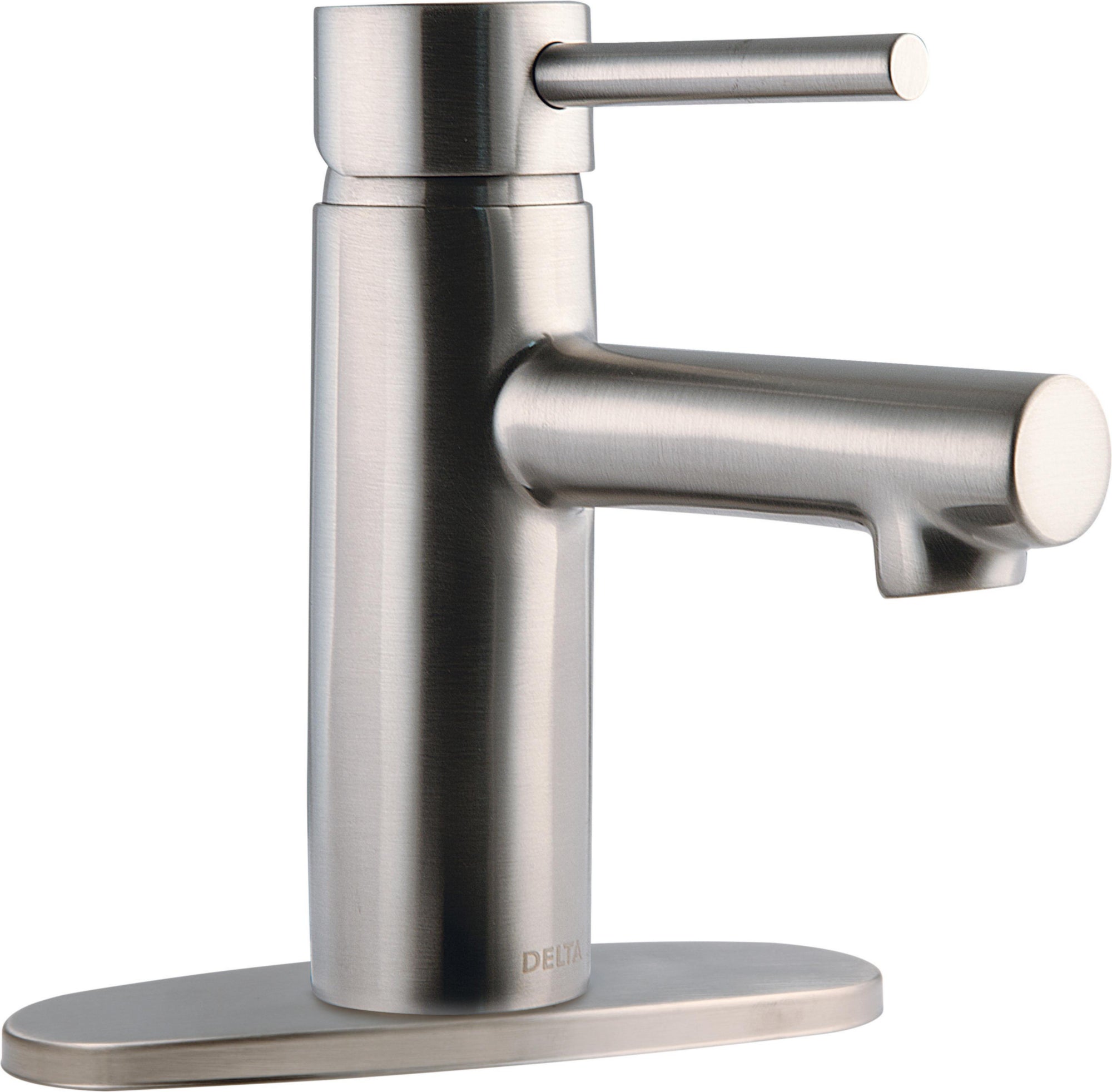 DELTA TOMMY SOLID HANDLE LAV FAUCET, STRAIGHT SPOUT SS      