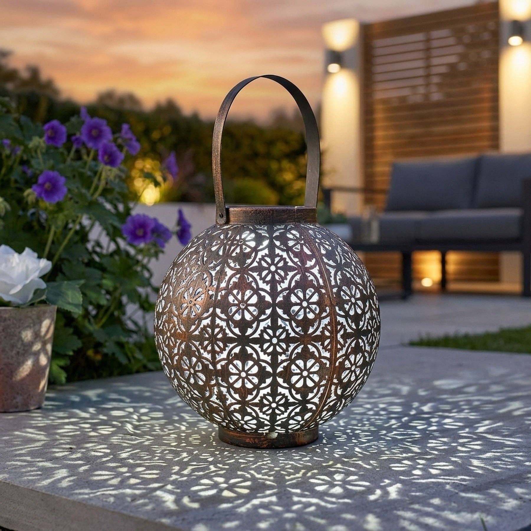 Boulette Decorative Solar Silhouette Lantern