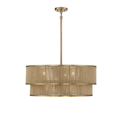 Ashburn 6-Light?Pendant in Warm Brass and Rope