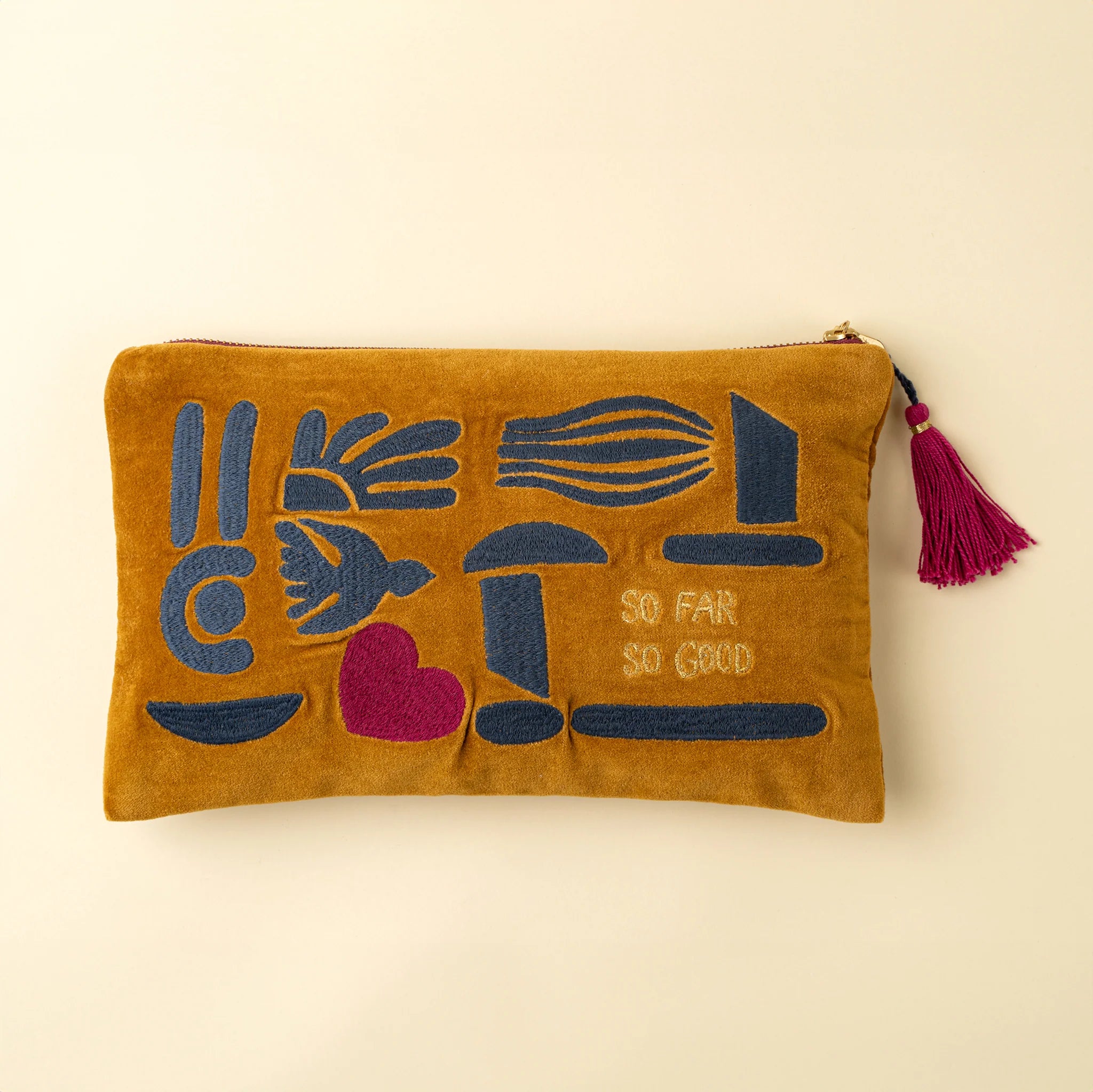 Spring Silhouettes Velvet Embroidered Pouch