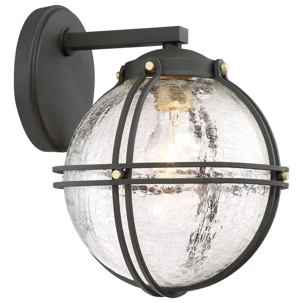 Rond Exterior Wall Sconce in Black & Honey Gold