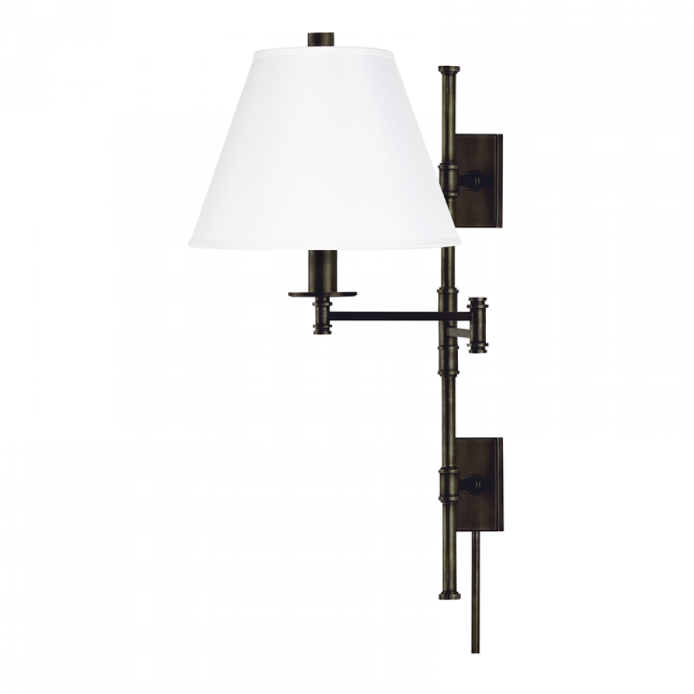 1 LIGHT WALL SCONCE WITH PLUG w/WHITE SHADE