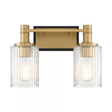 Load image into Gallery viewer, Concord 2-Light Bathroom Vanity Light in Matte Black with Warm Brass

