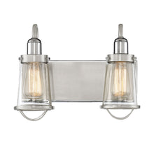 Load image into Gallery viewer, Lansing 2-Light Bathroom Vanity Light in Satin Nickel with Polished Nickel Accents

