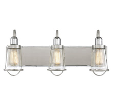 Load image into Gallery viewer, Lansing 3-Light Bathroom Vanity Light in Satin Nickel with Polished Nickel Accents
