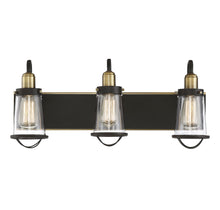 Load image into Gallery viewer, Lansing 3-Light Bathroom Vanity Light in English Bronze and Warm Brass
