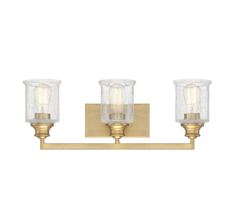 Hampton 3-Light Bathroom Vanity Light in Warm Brass
