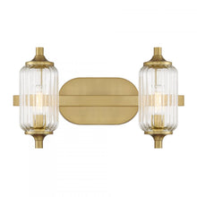 Load image into Gallery viewer, Holton 2-Light Bathroom Vanity Light in Warm Brass
