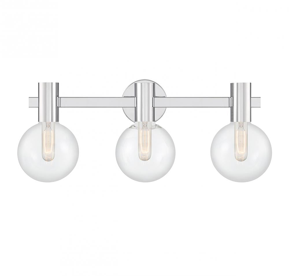 Wright 3-Light Bathroom Vanity Light in Chrome