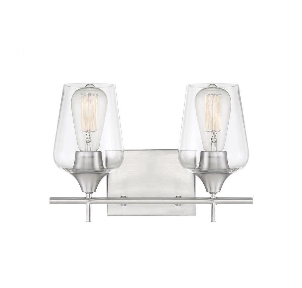 Octave 2-Light Bathroom Vanity Light in Satin Nickel