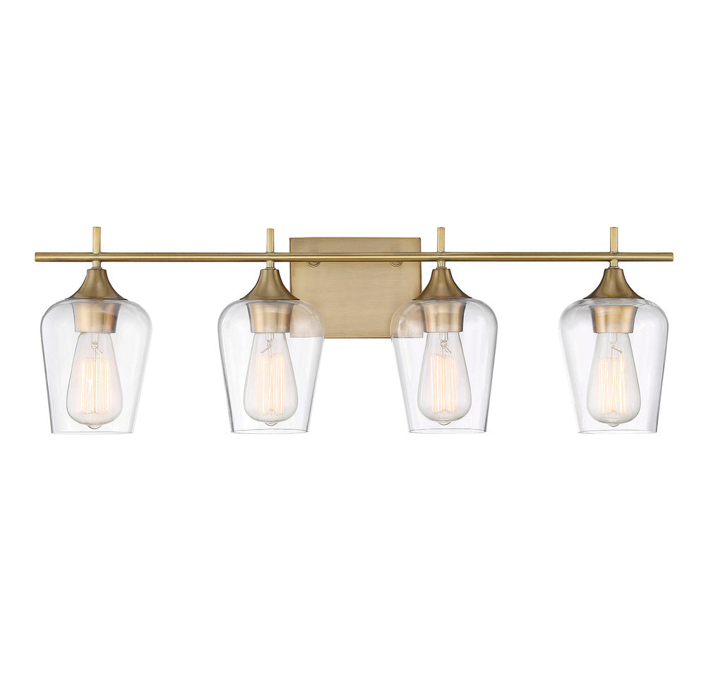 Octave 4-Light Bathroom Vanity Light in Warm Brass
