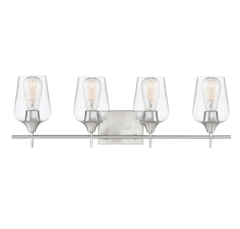 Octave 4-Light Bathroom Vanity Light in Satin Nickel